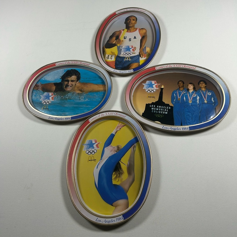 Vintage McDonald's Los Angeles 1984 Gymnastic Platter Complete Set EUC
